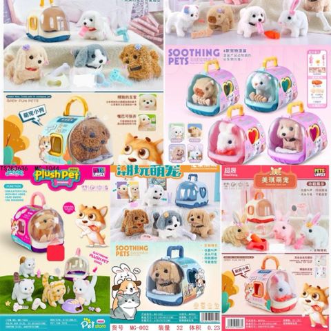 Thú Cưng Nhồi Bông Đi Bộ Có Lồng Mini – Chó Mèo Thỏ Biết Đi, Lắc Đầu, Phát Âm Thanh 966 965 giao mẫu ngẫu nhiên