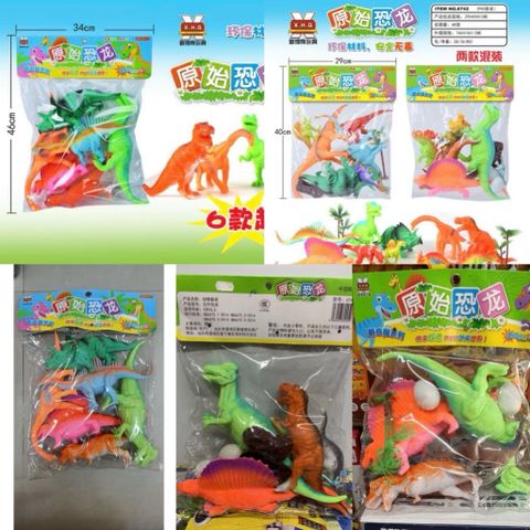 Bộ Khủng Long Nhựa size Lớn – Combo Nhiều Con Có Trứng & Cây – 2 Size Túi 29x40cm & 34x46cm 6741 6742