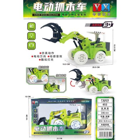 🚜 652 Xe công trình gắp gỗ chạy pin có đèn nhạc – Xe máy xúc gắp gỗ cho bé – Đồ chơi xe công trình trẻ em