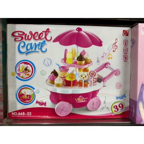 Xe đẩy kem 🍦 có hiệu ứng đèn và âm thanh gồm 39 chi tiết 668-25 cho bé chơi đồ hàng nhập vai
