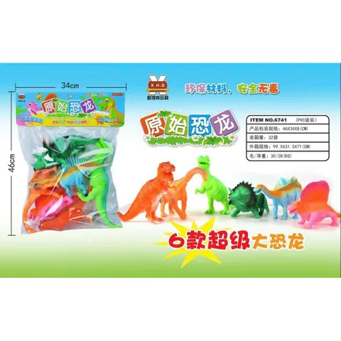 Bộ Khủng Long Nhựa size Lớn – Combo Nhiều Con Có Trứng & Cây – 2 Size Túi 29x40cm & 34x46cm 6741 6742
