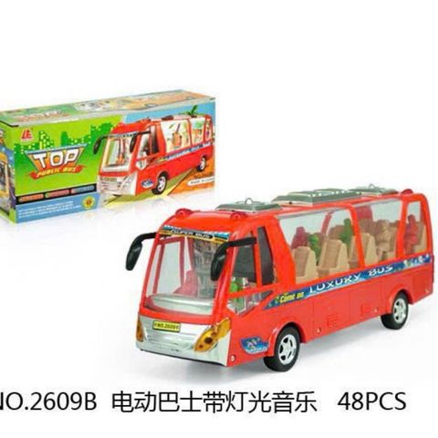 Xe Bus Đồ Chơi Có Âm Thanh Đèn Sáng – Mô Hình Xe Khách Chạy Bằng Pin 2609B