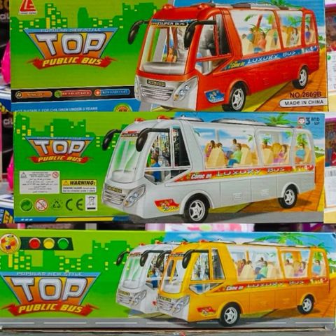 Xe Bus Đồ Chơi Có Âm Thanh Đèn Sáng – Mô Hình Xe Khách Chạy Bằng Pin 2609B