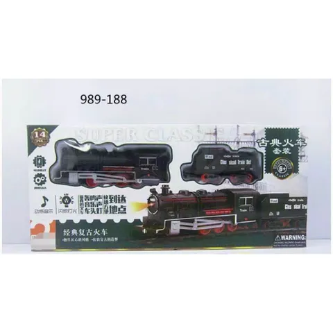 🚂 Đồ chơi tàu hỏa cổ điển có đèn và âm thanh – Bộ tàu hỏa đường ray 48 chi tiết cho bé (989-188)