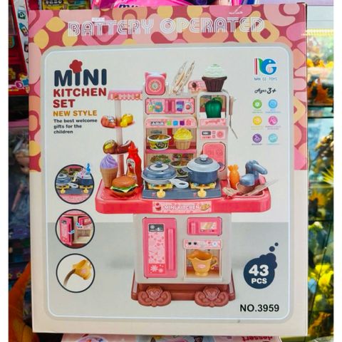 Bộ Đồ Chơi Nhà Bếp Mini Cho Bé 43 Chi Tiết – Mini Kitchen Set Có Bếp, Tủ Lạnh, Nồi Niêu 3959