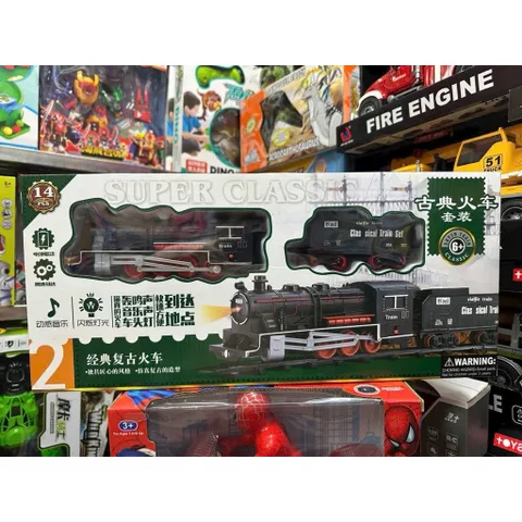 🚂 Đồ chơi tàu hỏa cổ điển có đèn và âm thanh – Bộ tàu hỏa đường ray 48 chi tiết cho bé (989-188)