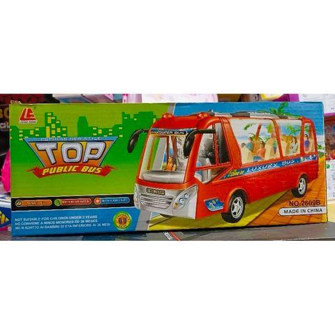 Xe Bus Đồ Chơi Có Âm Thanh Đèn Sáng – Mô Hình Xe Khách Chạy Bằng Pin 2609B
