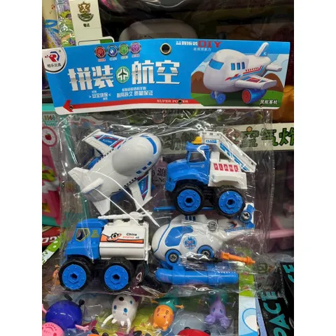 ✈️ Bộ Đồ Chơi Lắp Ráp Máy Bay & Xe Sân Bay DIY 4 Món – Có Tua Vít – Đồ Chơi Tháo Lắp Cho Bé RL-09