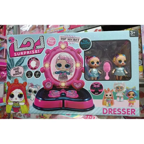 Bộ Bàn Trang Điểm Cho Bé Kèm 2 Búp Bê LOL Surprise – Có Đèn & Nhạc 2077