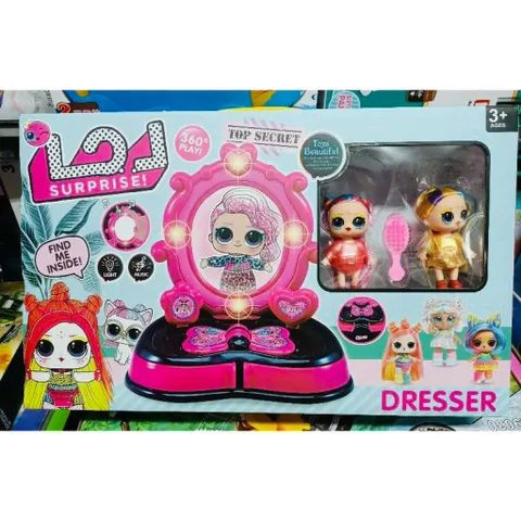 Bộ Bàn Trang Điểm Cho Bé Kèm 2 Búp Bê LOL Surprise – Có Đèn & Nhạc 2077