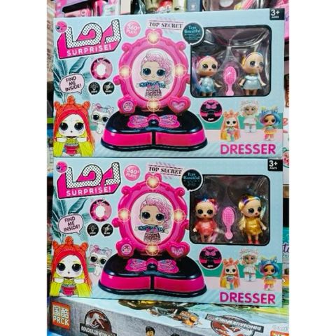 Bộ Bàn Trang Điểm Cho Bé Kèm 2 Búp Bê LOL Surprise – Có Đèn & Nhạc 2077