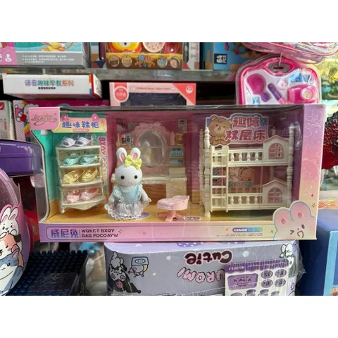 Bộ Đồ Chơi Thỏ Mini Phòng Ngủ 2 Tầng Có Tủ Giày & Bàn Trang Điểm – Set Nhà Búp Bê Dễ Thương Cho Bé 5523 chọn ngẫu nhiên