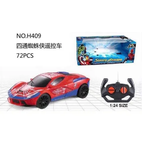 Xe ô tô siêu anh hùng Spider man siêu nhân người nhện 409, đồ chơi xe hơi điều khiển từ xa chạy bằng pin có hiệu ứng đèn