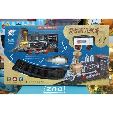 🚂 Tàu Hỏa Hơi Nước Cổ Điển Có Phun Khói – Vintage Steam Train Chạy Pin Kèm Đường Ray 989-436