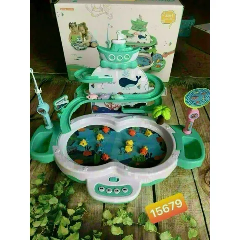 BỘ CÂU CÁ ĐIỆN 3IN1 FISHING HERO 1567-9 – HỒ CÂU CÁ CÓ NHẠC KÈM ĐƯỜNG TRƯỢT CÁ CHO BÉ 3+