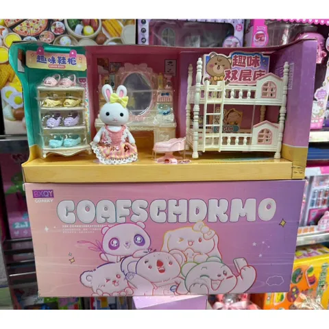 Bộ Đồ Chơi Nhà Búp Bê Thỏ Mini Có Nội Thất – Phòng Ngủ 2 Tầng / Phòng Khách Bàn Tiệc – Quà Tặng Bé Gái 5523 568-4