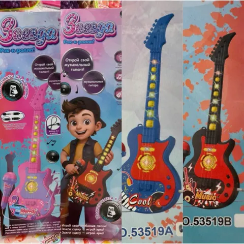 🎸 Đàn Guitar Điện Đồ Chơi Kèm Micro Có Đèn Nhạc Kết Nối Điện Thoại Cho Bé 3+ (No.53519A/B) Giao ngẫu nhiên