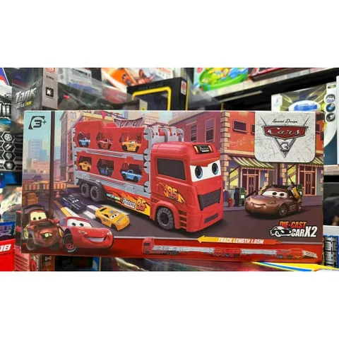 🚛 Xe Tải Chở Xe Cars 95 Kèm 2 Xe Kim Loại + Đường Ray 1.65m – Xe Ô tô Đồ Chơi Cho Bé 152