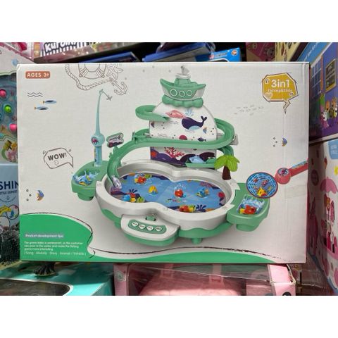 BỘ CÂU CÁ ĐIỆN 3IN1 FISHING HERO 1567-9 – HỒ CÂU CÁ CÓ NHẠC KÈM ĐƯỜNG TRƯỢT CÁ CHO BÉ 3+