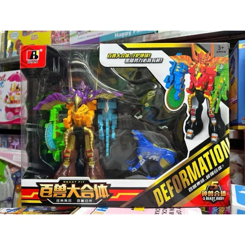 Robot Biến Hình 5 Thú Hợp Thể Beast Fit Deformation – Đồ Chơi Lắp Ghép Siêu Nhân Robot BIAN 6803 Giao mẫu ngẫu nhiên