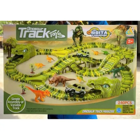 Bộ Đường Ray Khủng Long 240PCS Có Cầu Vượt & 2 Xe Ô Tô – Dinosaur Track Paradise Lắp Ráp Sáng Tạo Cho Bé 256A