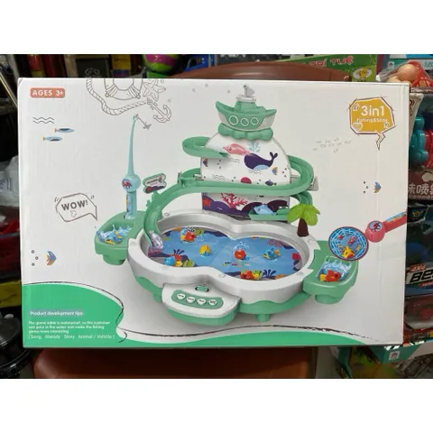 BỘ CÂU CÁ ĐIỆN 3IN1 FISHING HERO 1567-9 – HỒ CÂU CÁ CÓ NHẠC KÈM ĐƯỜNG TRƯỢT CÁ CHO BÉ 3+