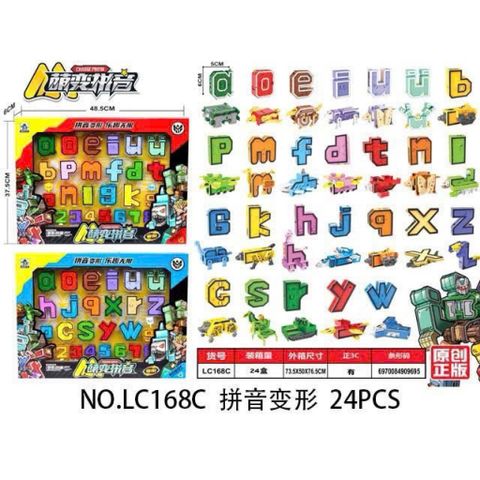 🔤 Bộ Chữ Cái Biến Hình Robot 24PCS – Đồ Chơi Lắp Ghép ABC & Số 1–7 – Ghép Thành Siêu Robot – 168 Giao mẫu ngẫu nhiên