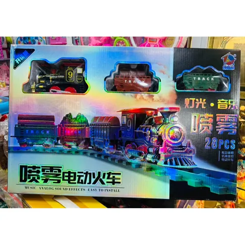 🚂 Tàu Hỏa Điện 28PCS Có Đèn & Nhạc – Bộ Đồ Chơi Tàu Lửa Chạy Ray Lắp Ráp Cho Bé 9982