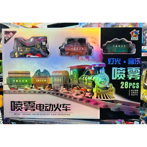🚂 Tàu Hỏa Điện 28PCS Có Đèn & Nhạc – Bộ Đồ Chơi Tàu Lửa Chạy Ray Lắp Ráp Cho Bé 9982