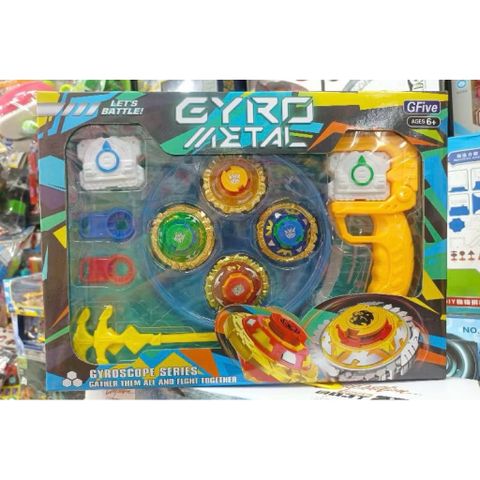 Bộ Đồ Chơi Con Quay Gyro Metal 4 Con Kèm Tay Cầm Phóng Và Sân Đấu 1221