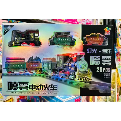 🚂 Tàu Hỏa Điện 28PCS Có Đèn & Nhạc – Bộ Đồ Chơi Tàu Lửa Chạy Ray Lắp Ráp Cho Bé 9982