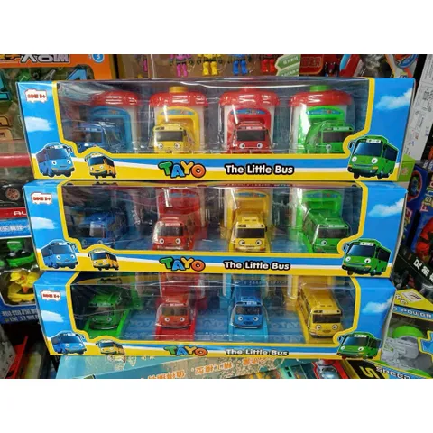 Bộ 4 chiếc xe ô tô bus Tayo The Little Bus, xe ô tô đồ chơi cho bé, chọn màu ngẫu nhiên
