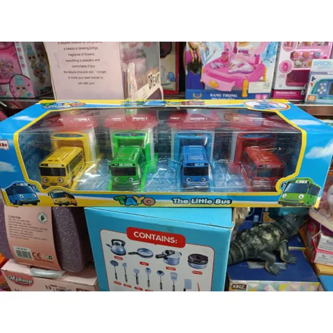 Bộ 4 chiếc xe ô tô bus Tayo The Little Bus, xe ô tô đồ chơi cho bé, chọn màu ngẫu nhiên