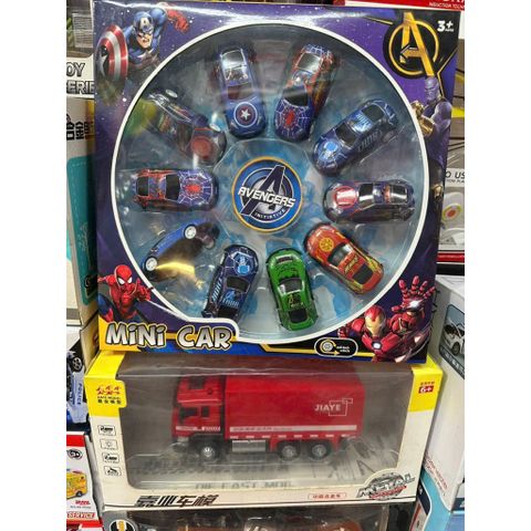 Set 10 Xe Mini Siêu Anh Hùng – Xe Trớn Avengers Cho Bé – Mini Car Kéo Thả 9896-33
