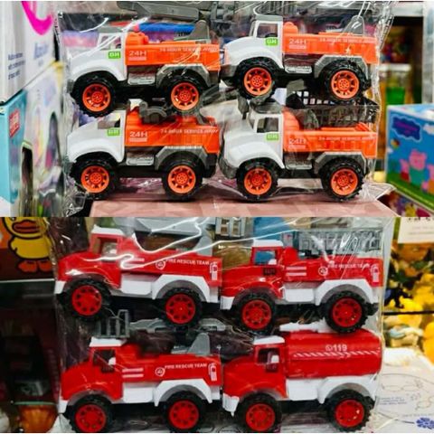 🚒 Bộ 4 xe cứu hộ công trình 24H – Xe cứu hỏa, xe cẩu, xe thang kéo lùi – Xe ô tô đồ chơi cho bé (277)