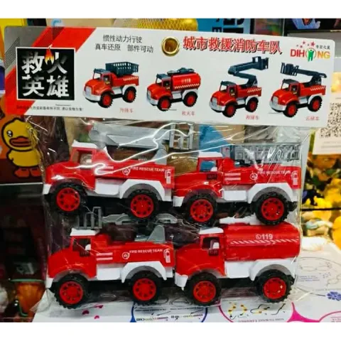 🚒 Bộ 4 xe cứu hộ công trình 24H – Xe cứu hỏa, xe cẩu, xe thang kéo lùi – Xe ô tô đồ chơi cho bé (277)