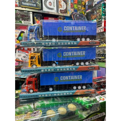 Đồ chơi xe ô tô tải container chạy đà 668 chọn màu ngẫu nhiên – Xe đầu kéo thùng dài 3 màu xanh/vàng/đỏ – Đồ chơi mô hình xe tải cho bé