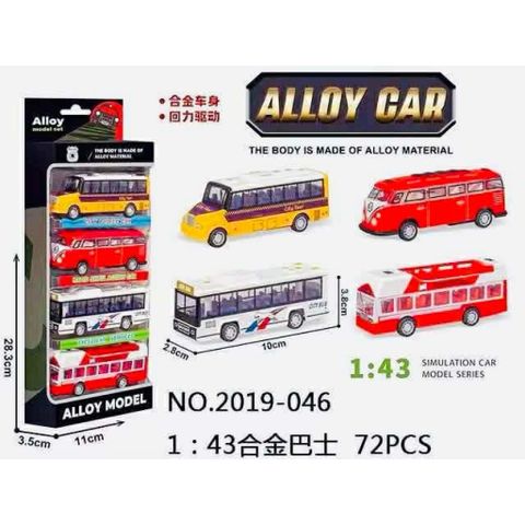 Bộ 4 Xe Ô Tô Bus Hợp Kim Tỉ Lệ 1:43 – Mô Hình Xe City Bus – Đồ Chơi Xe Kim Loại Cho Bé (2019-046)