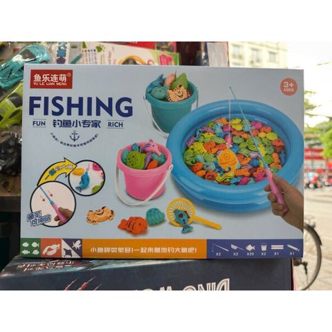 🎣 Bộ Đồ Chơi Câu Cá Hồ Bơm Hơi Có Xô Đựng 9962