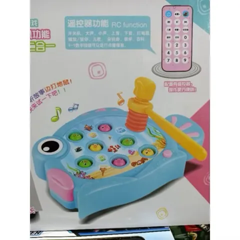 Đồ Chơi Đập Chuột Hình Cá Thông Minh – Có Điều Khiển Từ Xa – Sạc USB – Nhạc & Đèn Sinh Động Cho Bé 6148