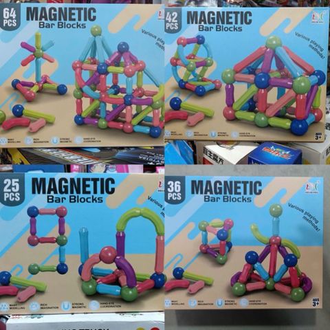 MAGNETIC BAR BLOCKS Bộ Lắp Ráp Thanh Nam Châm Gồm 4 Phân Loại 64 42 36 25 chi tiết H01 H02 H03 H05, Đồ Chơi Xếp Hình