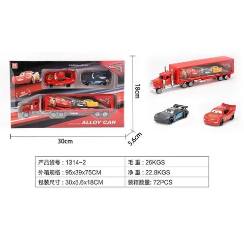 Bộ xe ô tô sắt McQueen Alloy model car có 2 phân loại 1314-1 1314-2 gồm 1 xe tải chở theo 2 xe ô tô nhỏ hoặc 4 xe nhỏ
