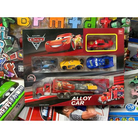 Bộ xe ô tô sắt McQueen Alloy model car có 2 phân loại 1314-1 1314-2 gồm 1 xe tải chở theo 2 xe ô tô nhỏ hoặc 4 xe nhỏ