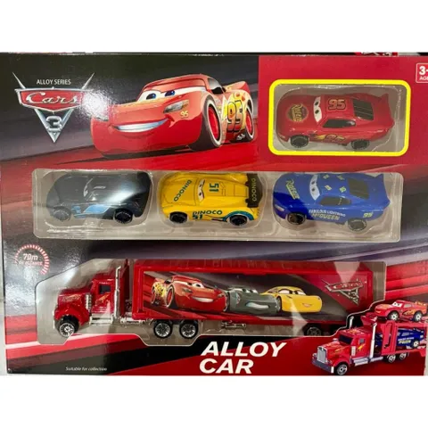Bộ xe ô tô sắt McQueen Alloy model car có 2 phân loại 1314-1 1314-2 gồm 1 xe tải chở theo 2 xe ô tô nhỏ hoặc 4 xe nhỏ