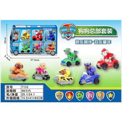Đồ chơi chó cứu hộ gồm 6 xe chạy bằng đà 7133, xe ô tô đồ chơi đội chó cứu hộ Paw Patrol Rescue