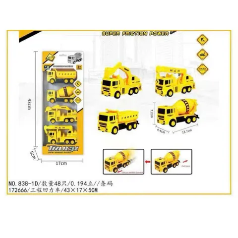 Xe ô tô tải công trình xây dựng chạy bằng đà 838-1D, 3 phân loại cho bộ gồm 4 xe ô tô chạy đà, xe cứu hỏa, xe chở rác