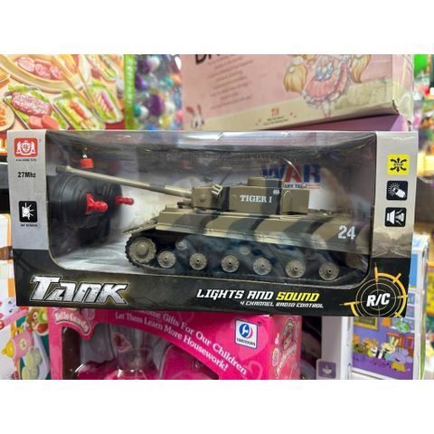 Xe tăng điều khiển từ xa chạy bằng pin có đèn và âm thanh 539 chọn màu ngẫu nhiên, xe đồ chơi điều khiển từ xa cho bé