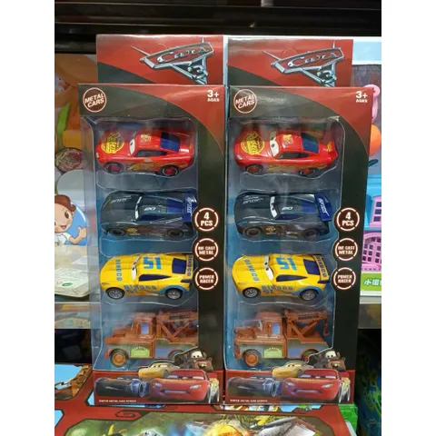 Bộ 4 xe ô tô sắt McQueen Racing 899-20 chạy bằng đà, xe ô tô 🚙 đồ chơi cho bé yêu thích nhân vật hoạt hình