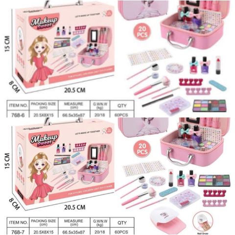 Đồ Chơi Vali Trang Điểm 20 Chi Tiết Có 2 Phân Loại 768-6 768-7 MakeUp Sweet, Đồ Chơi Nhập Vai Trang Điểm 💄