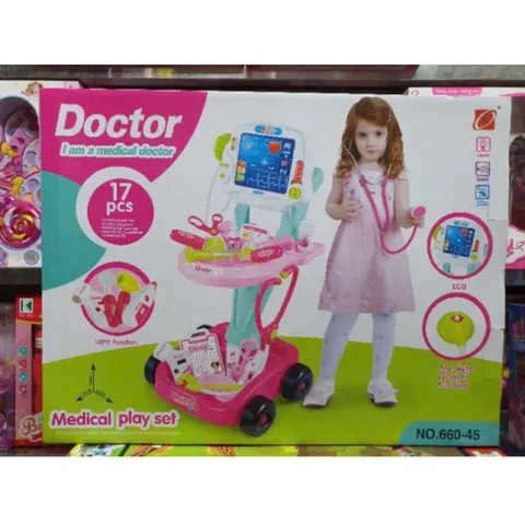 Xe Đẩy Bác Sĩ 660-45 Gồm 17 Chi Tiết Có Hiệu Ứng Đèn Và Âm Thanh Doctor Medical Play Set, Đồ Chơi Bác Sĩ, Đồ Chơi Y Tế